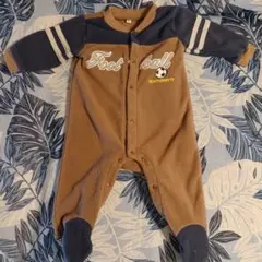 フリースロンパース フットボールデザイン 70