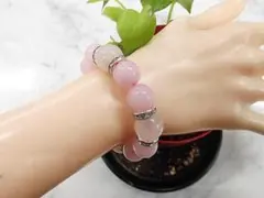 天然石 ローズクォーツブレスレット 内周16.0cm 　　261221128