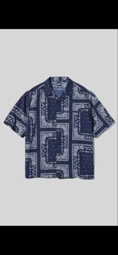 GU × UNDERCOVER オープンカラーシャツ　ペイズリーXXL Navyのサムネイル