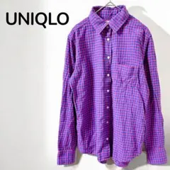 【ユニクロUNIQLO】フランネルチェックシャツ　長袖　コットン100% M