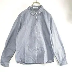 【gz64】ローリーズファームストライプ ビジュー付きシャツ　ブラウスMサイズ