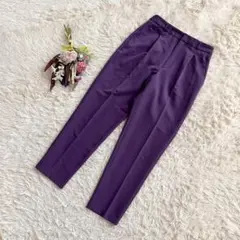 『GU』ジーユー　ストレッチテーパードパンツ　スラックス　センタープレス　紫　L