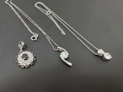 シルバー925 クロス ストーン ゴールドカラー ネックレス セット ☆567 