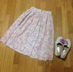 CIAOPANIC TYPY リーフプリントリネンレーヨンフレアスカート