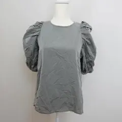 ワールド ボリュームギャザースリーブ ブラウス パフスリーブ トップス 半袖 S