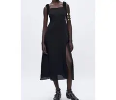 ZARA リネンブランドミディワンピース