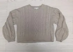GLOBAL WORK ケーブル編みセーター 160 ベージュ