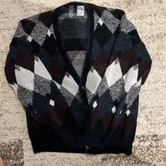 アーガイルパターン ニットカーディガン