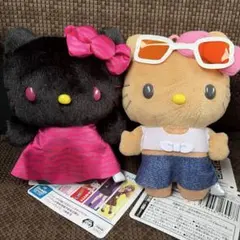 ハローキティ　日焼けキティ　ぬいぐるみ　ストラップ ブラックのサムネイル
