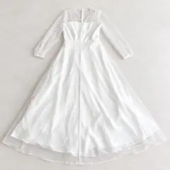 極美品kaene 34レース シフォンドレス ホワイトウェディング前撮り