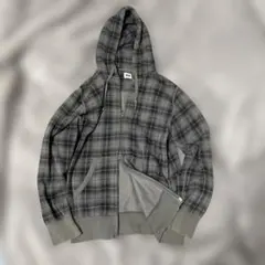 00s~ OLD UNIQLO チェック ダブル ジップパーカー 短丈 Y2K
