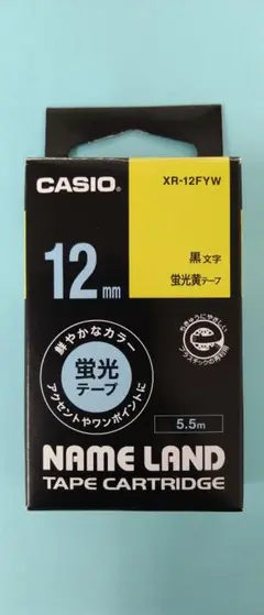 CASIO XR-12FYW 12mm蛍光テープカートリッジ