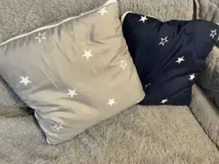 ダイソー 布団になるクッション　レア　希少　星柄　紺