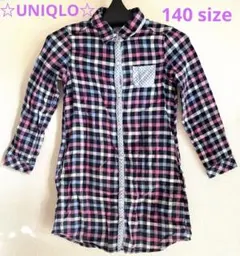 チェックシャツワンピース長袖 ☆UNIQLO☆ 140size