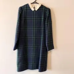 earth music＆ecology 襟付き　チェック柄　ワンピース　M 長袖