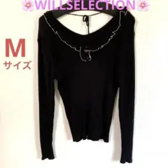【匿名配送】ウィルセレクション　黒　ニット　M　リボン　レディース　ブラックのサムネイル