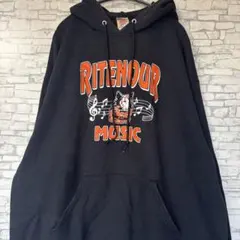 ジャージーズ パーカー フード 長袖 ロゴ 黒 綿混ゆったりビッグサイズ XL