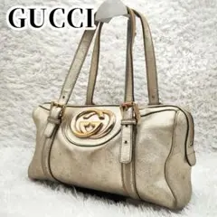 GUCCI インターロッキングG ミニボストン トートバック ゴールド GG