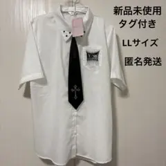 《新品未使用》 Majoretty サブカルシャツ　半袖　黒ネクタイ付き 地雷系