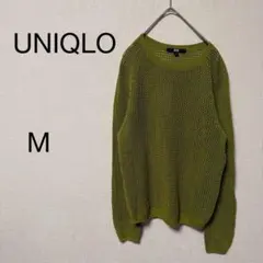 UNIQLO ユニクロ　 透かし編みニット【M】麻混　シンプル　無地のサムネイル