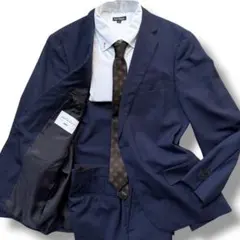 極美品 ユナイテッドアローズ スーツセットアップ 通年 ストライプ L相当 紺色