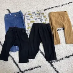 パンツセット（デニム風・リブ編み・車柄）5枚セット