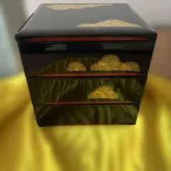 会津漆器　栄治作　黒漆器 重箱 金色扇模様 会津漆器 会津塗り 栄治作 黒漆器 重箱 金色扇模様 - メルカリ