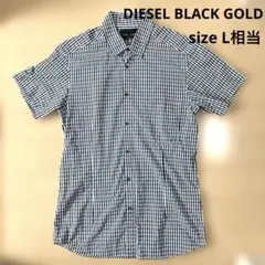 【美品】　DIESEL BLACK GOLD ギンガムチェック 半袖シャツ Lのサムネイル