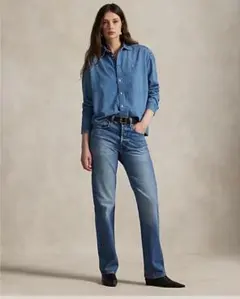 美品✨　ポロバイラルフローレン　クロップドボクシーデニムシャツ　現行　XS
