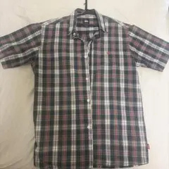 Stussy キルティング チェックシャツ 半袖 ブルー オールド 