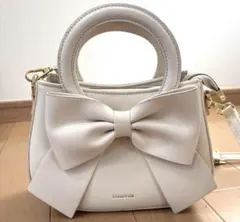 リボン付きホワイトショルダーバック　2way