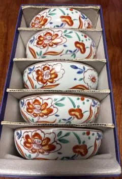 たち吉　色絵花紋　中鉢揃　5枚セット　おでん鉢　深皿　浅丼ぶり　和食器　煮物鉢 たち吉 色絵花紋 中鉢揃 5枚セット おでん鉢 深皿 浅丼ぶり 和食器