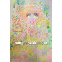 手描きイラスト オリジナル 水彩画 アナログ原画 春色スイーツ（524）コピック