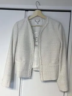 ノーカラーツイードジャケット 38号　Sサイズ　新品未使用　タグ付き