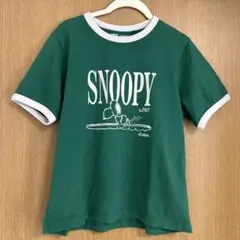 美品　ユニクロスヌーピーTシャツ　グリーン