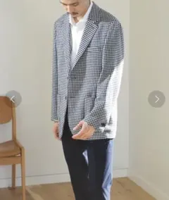 BEAMS HEART コットンウール ツイード調 ハウンドトゥース ジャケット