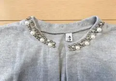 ビジュー付きパフスリーブカーディガン