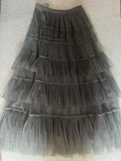 黒の4層チュールフレアスカート