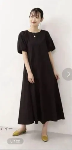 NATURAL BEAUTY BASIC バルーンスリーブワンピース　ブラック