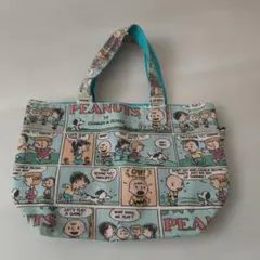 中古品 PEANUTS スヌーピー コミックデザイン ミニバッグ ハンドバッグ