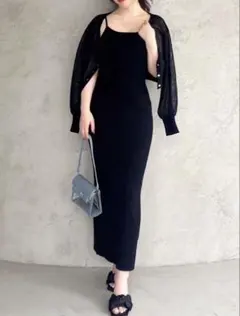 RESEXXYリゼクシー　シアーカーデコンビニットワンピース　ブラック