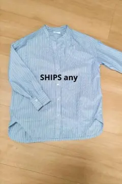 sale☆SHIPS any バンドカラーシャツ ストライプ☆