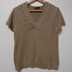 DECOY ベージュ Vネック ニットベスト レディース L