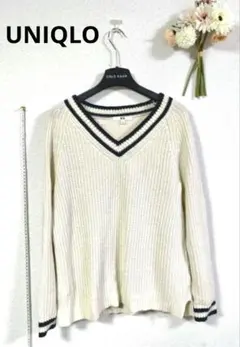 《大幅値下げ》ユニクロ UNIQLO アイボリー Vネックニット セーター L