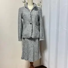 コムサイズム セットアップ ツイード 大きいサイズ L グレー　コサージュ付き