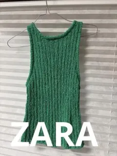 ZARA グリーン ニット ノースリーブ Ｓサイズ