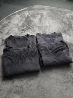 【4枚セット】極暖ヒートテックコットンVネックT 9部袖