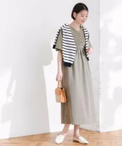 F by 『UR TECH DRYLUXE』ウエストマークワンピース◆モカ系36