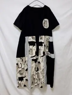 コットンワッシャー♡猫ワンピース　No.281