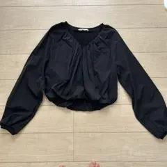 黒 Vネック　長袖シャツ　M